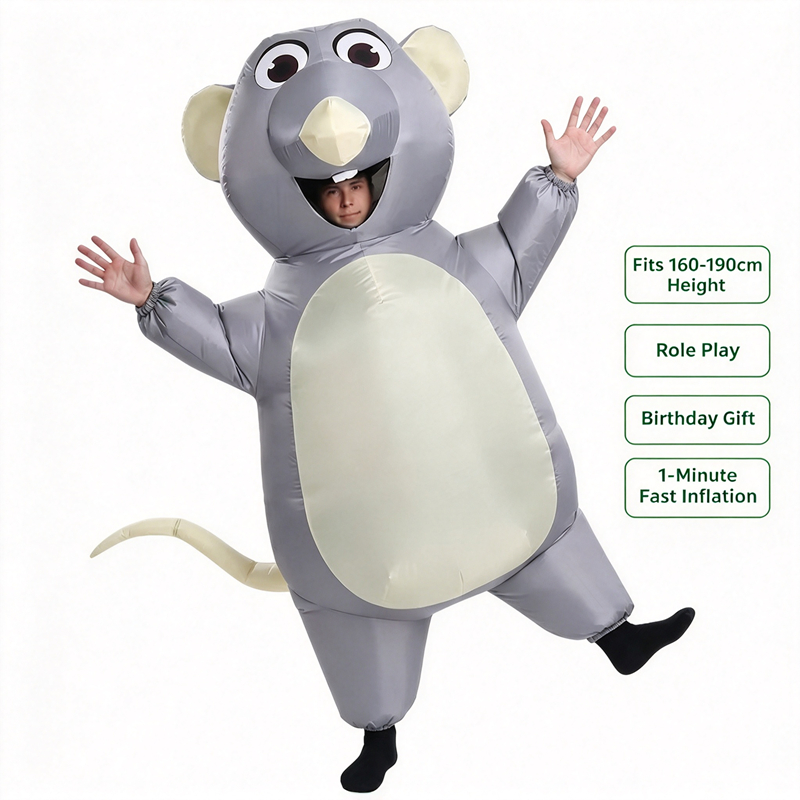 Halloween Costume Kids - Adult Kids Inflatable Gray Mouse Costume