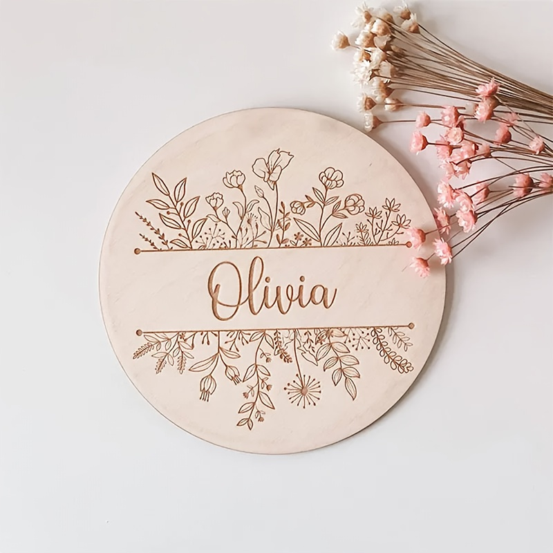 Halloween Party Supplies - Personalized Floral Engraved Name Plaque, Custom