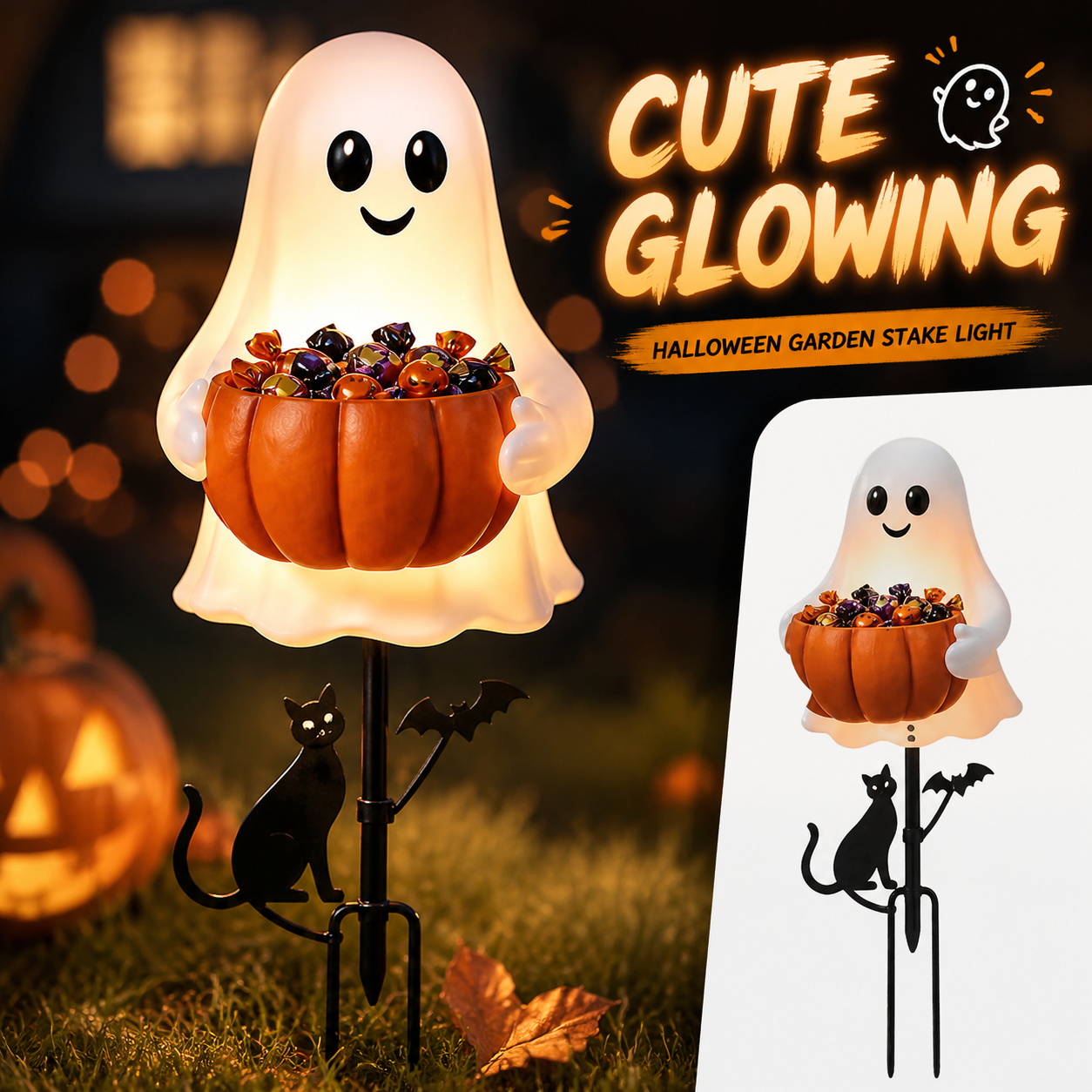 Halloween Ghost Candy Holder D - огляд і ціна Halloween Pumpkin Decor Led