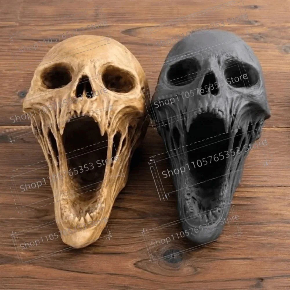 Gothic Screaming Skull Statue  - огляд і ціна Halloween Skeleton Decoration