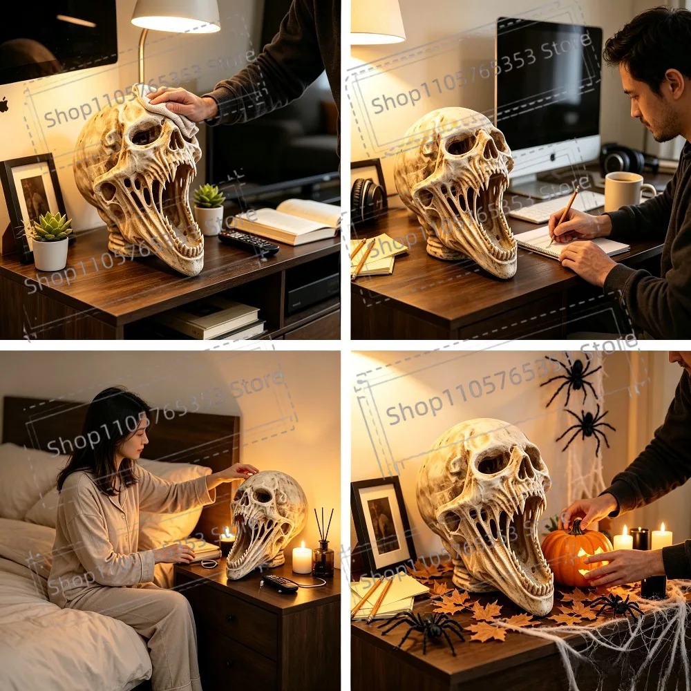 Gothic Screaming Skull Statue  - огляд і ціна Halloween Skeleton Decoration