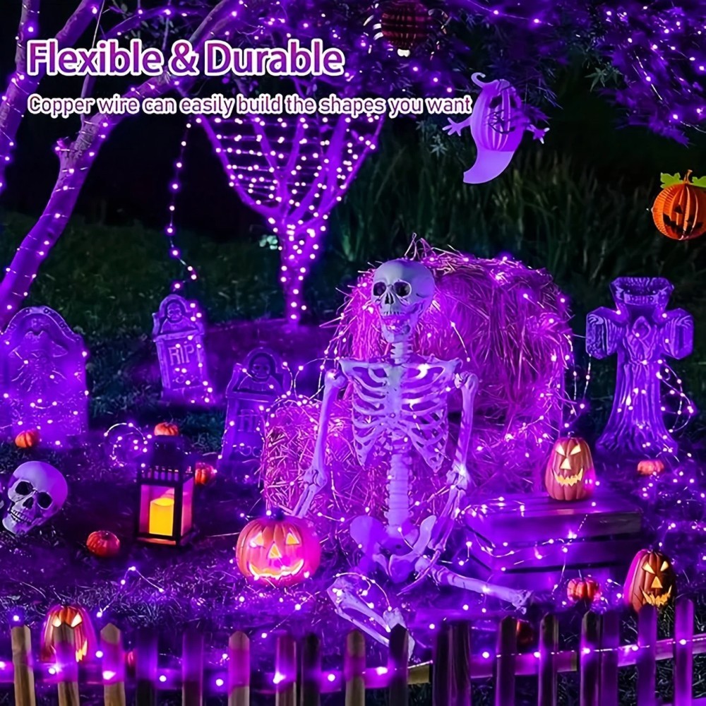 1PC 12M100LED Halloween Solar  - огляд і ціна Halloween Led String Lights Orange