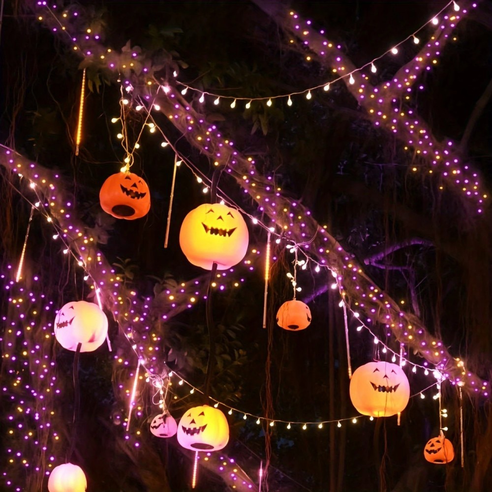 1PC 12M100LED Halloween Solar  - огляд і ціна Halloween Led String Lights Orange
