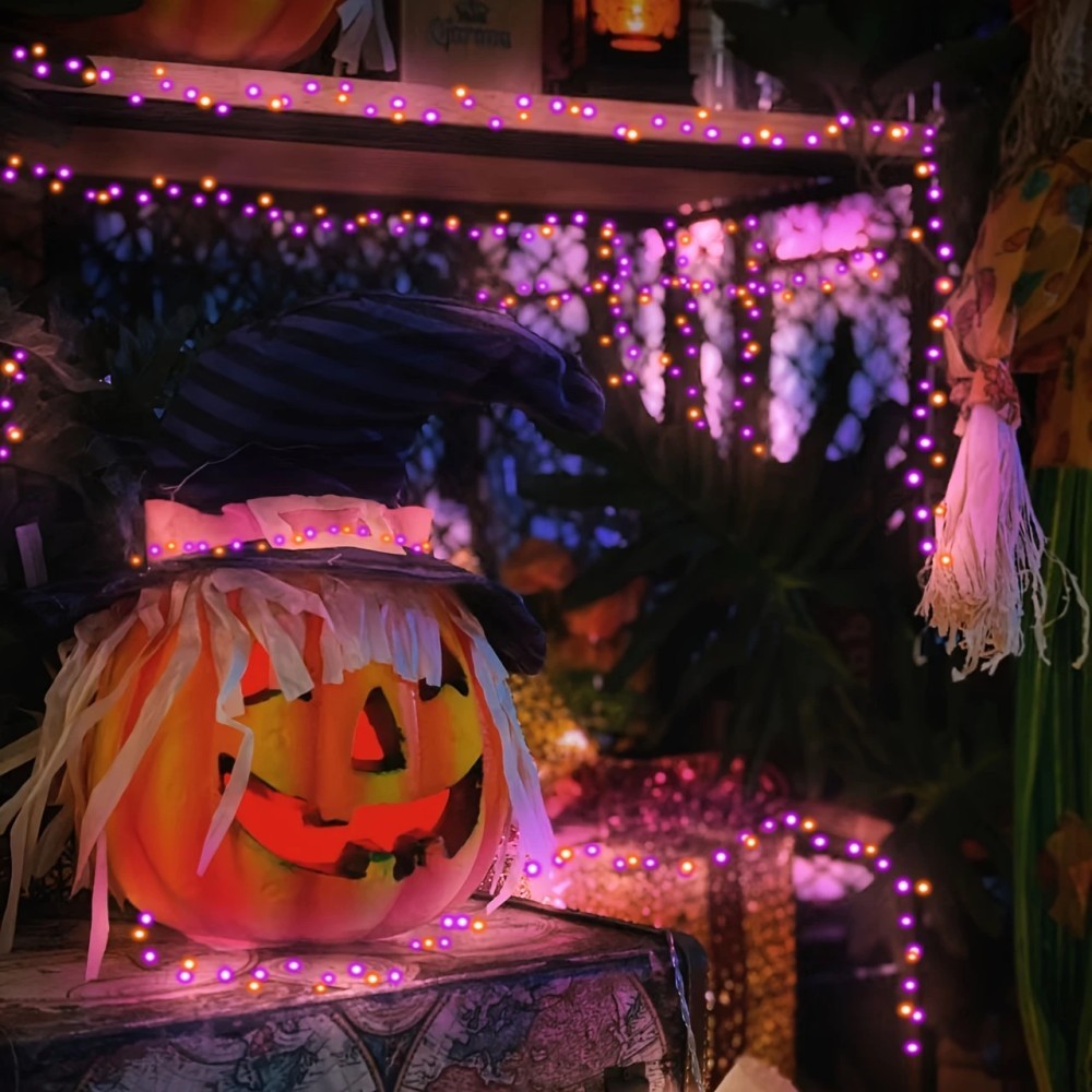 1PC 12M100LED Halloween Solar  - огляд і ціна Halloween Led String Lights Orange