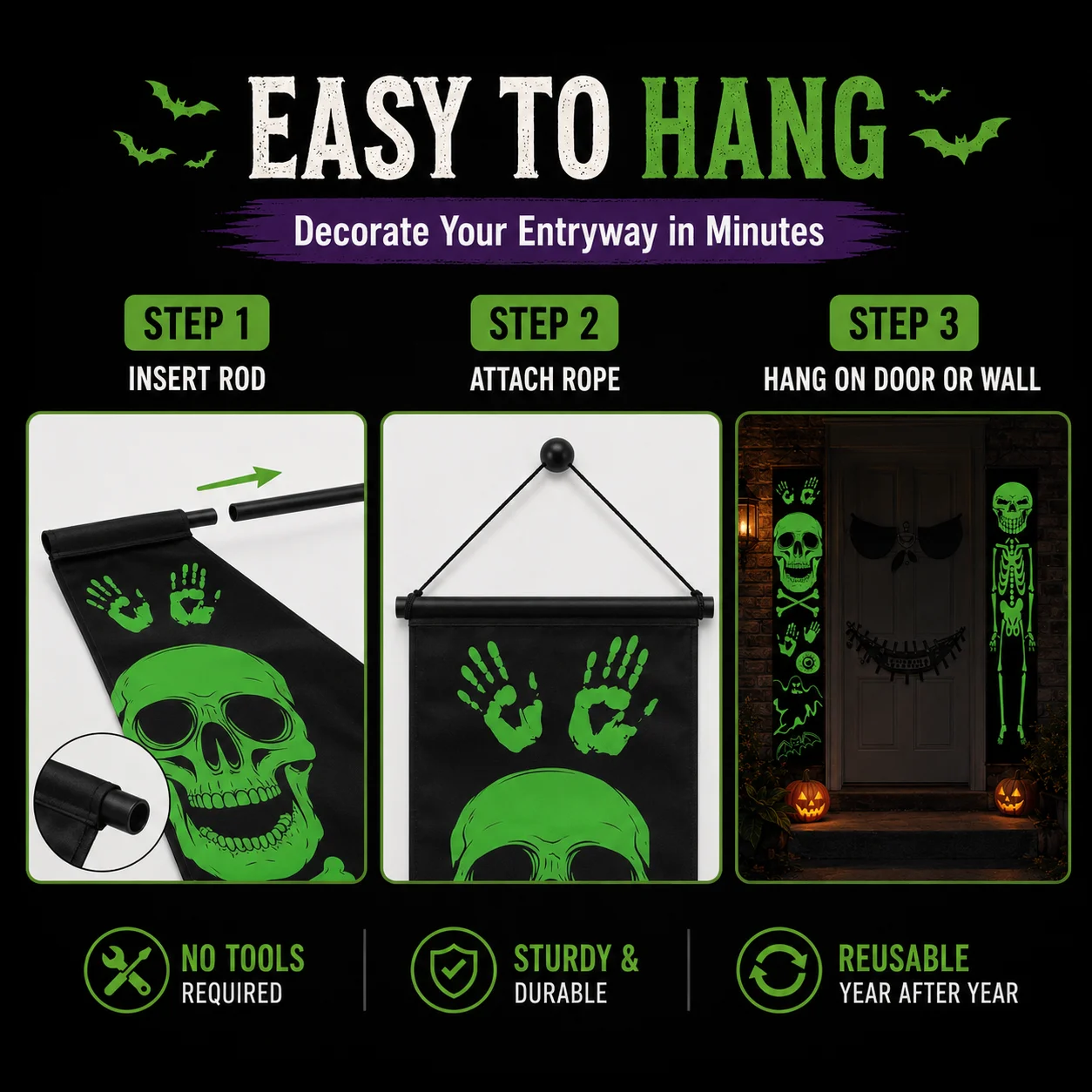 2PCS Glow in the Dark Hallowee - огляд і ціна Halloween Skeleton Decoration
