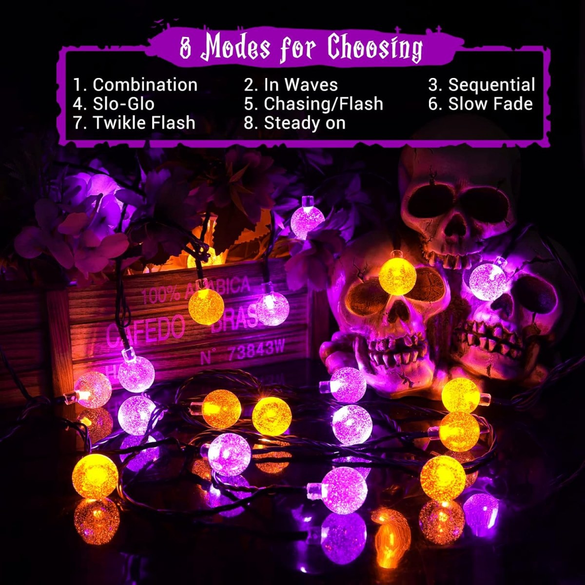 1pc 12m 100 LED Halloween Purp - огляд і ціна Halloween Led String Lights Orange