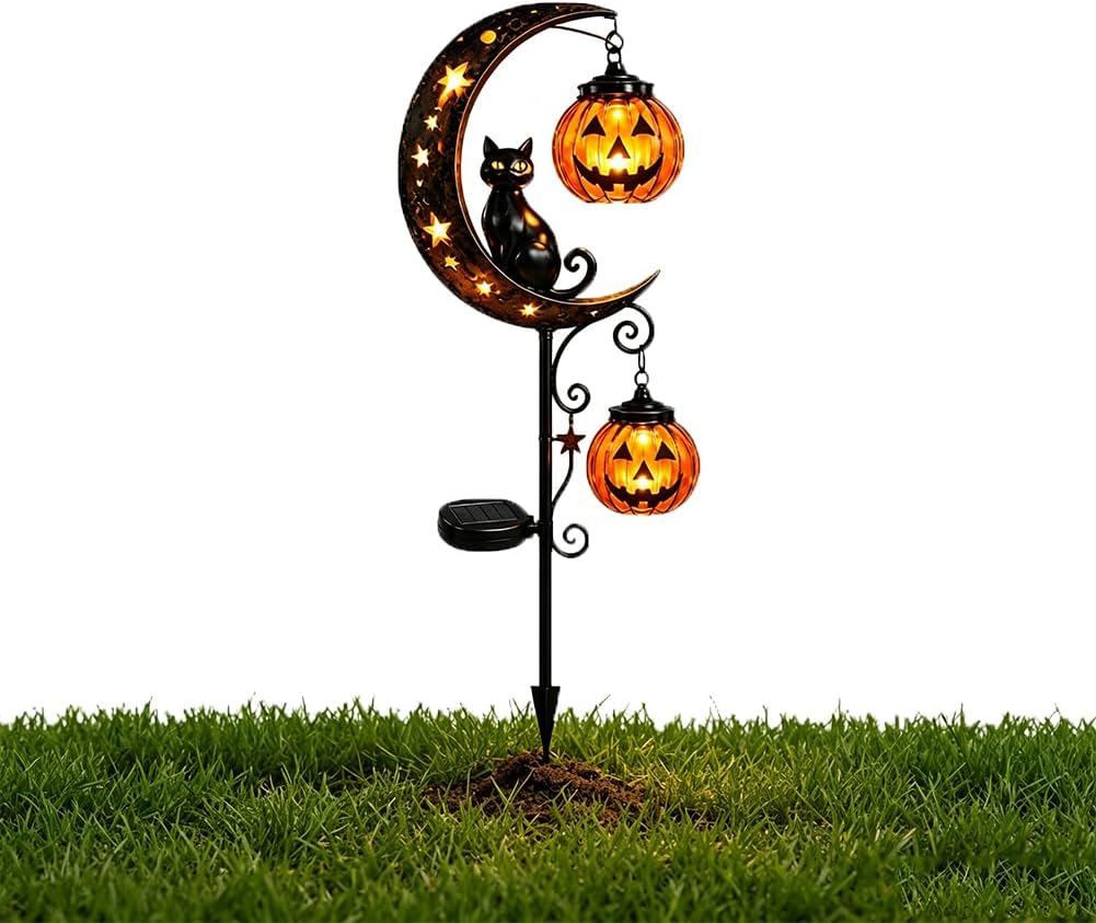 Solar Halloween Black Cat Pump - огляд і ціна Halloween Pumpkin Decor Led