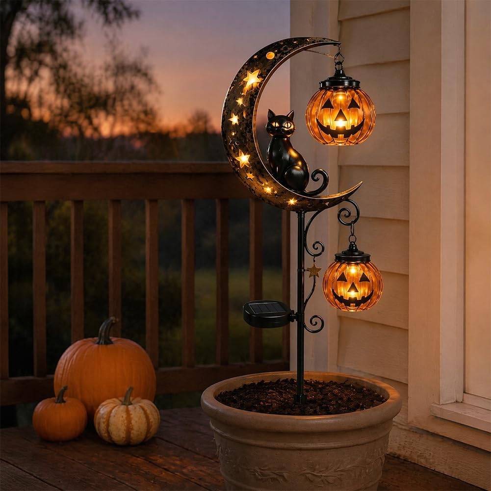 Solar Halloween Black Cat Pump - огляд і ціна Halloween Pumpkin Decor Led