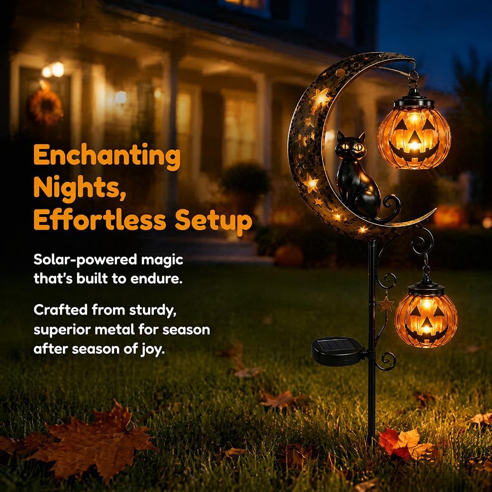 Solar Halloween Black Cat Pump - огляд і ціна Halloween Pumpkin Decor Led