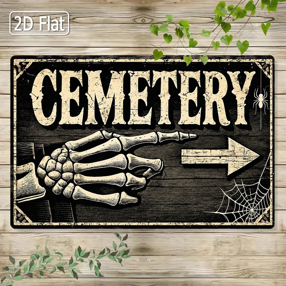 1pc 2D Flat Tin Sign - Vintage - огляд і ціна Halloween Skeleton Decoration