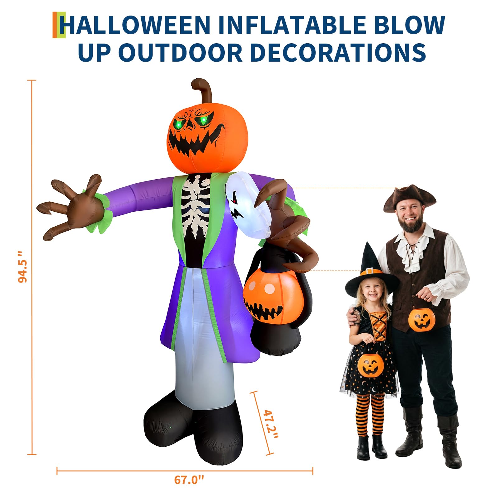 8ft Lighted Halloween Inflatab - огляд і ціна Halloween Pumpkin Decor Led