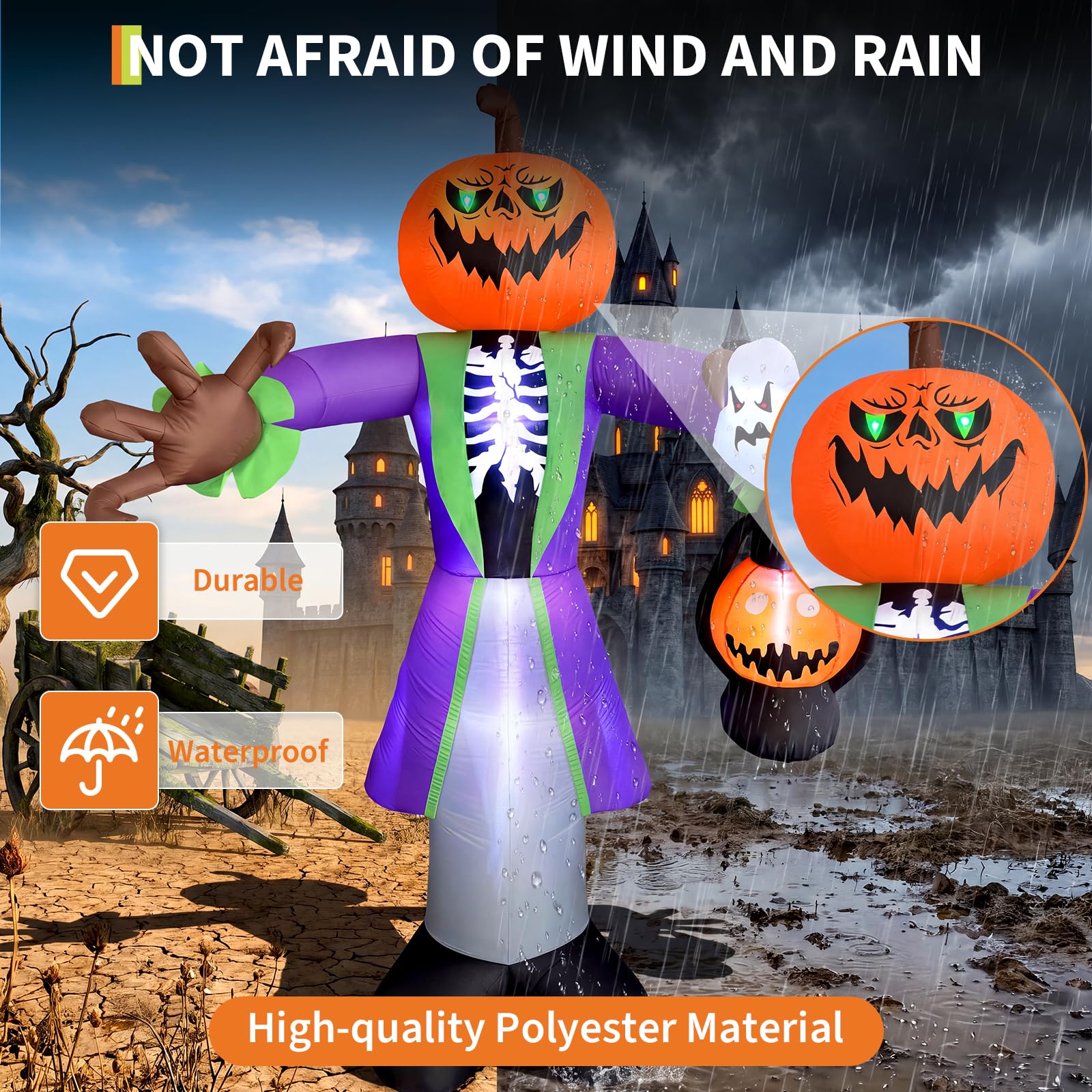 8ft Lighted Halloween Inflatab - огляд і ціна Halloween Pumpkin Decor Led